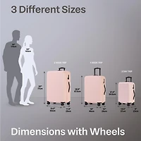 Ensemble de bagages rigides 3 pièces : Valises grandes 28 pouces et 24 pouces avec roulettes, et Valise Cabine 20 pouces