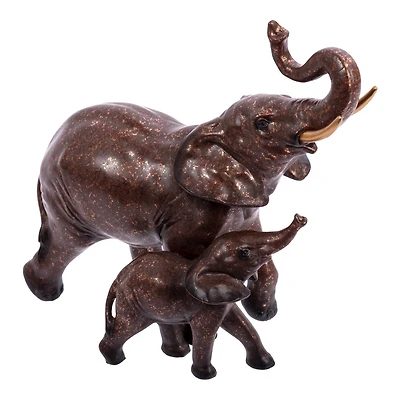 Truu Design Decorative Polyresin Double Elephant Figurine