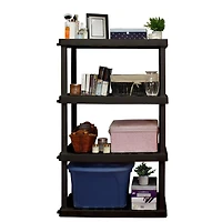 Hyper Tough Plastic Shelves Garage Shelf Basement Storage 4-Tier W36 x D18 x H56" Black Total Capacity 600 lb