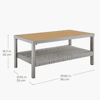 Songmics Home Collection Sencillo - Table Basse avec Rangement, Rotin et Faux Bois, Gris et Beige