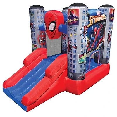Funormous Disney Spider-Man Outdoor Bounce House with Slide, Plus Heavy Duty Air Blower with GFCI for Kids Ages 3-8 Years