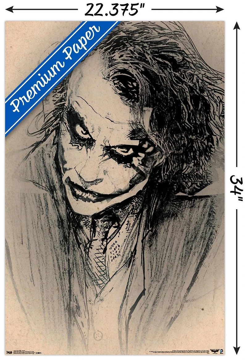 DC Comics Movie - The Dark Knight - The Joker - Sketch Wall Poster, 14.725" x 22.375"
