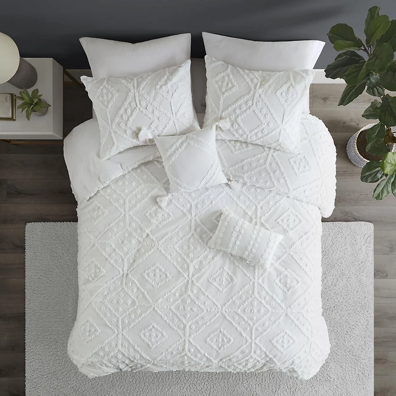 Ensemble d'édredon 5 piéce de Home Trends Ensemble d'édredon diamant chenille, 2 place / grand