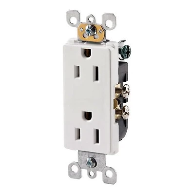 Prise double Decora 15 A-125 V en blanc 2P, 3 W - blanc