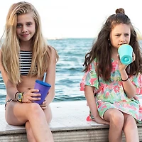 GoSili Straw Cup, 12oz. Sky/Banana