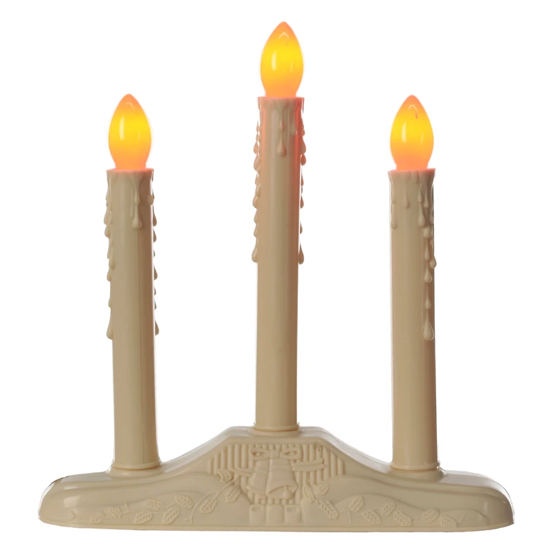 Holiday Time Christmas 3 Lights Candelabra with Orange Bulbs
