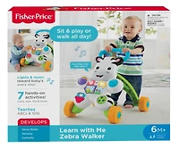 Fisher-Price Learn with Me Zebra Walker Baby & Toddler Learning Toy with Music & Lights - English Edition, 2-4 years