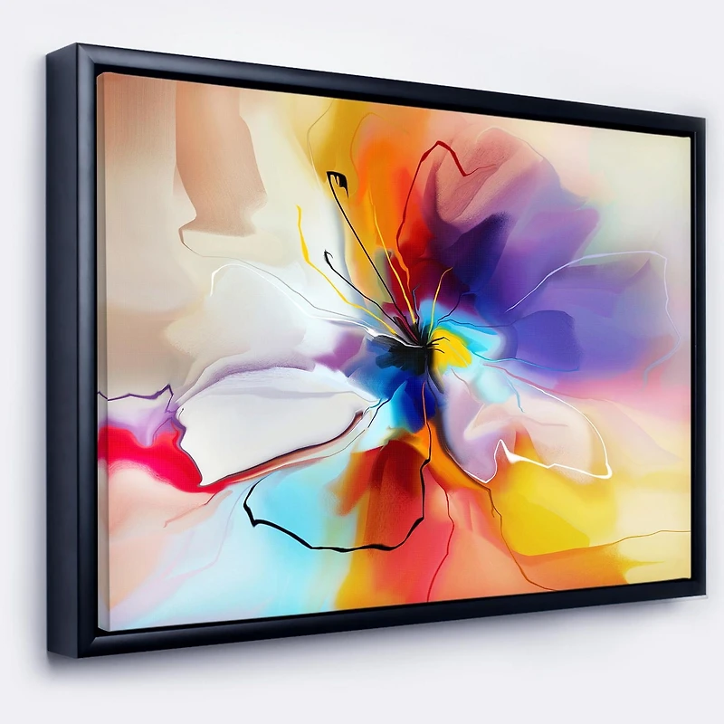 Designart Creative Flower in Multiple Colors FLOAT FRAME WALL ART