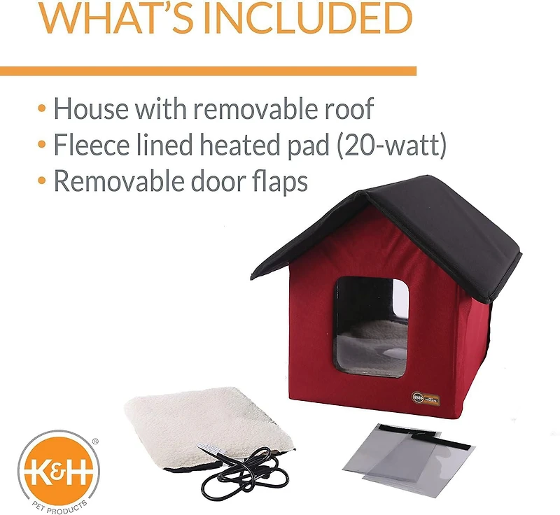 K&H Maison rouge chauffante extérieure pour chats