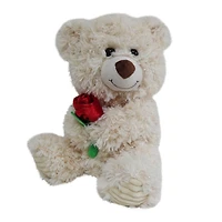 WAY TO CELEBRATE l'ours moyen avec fleur en peluche crème, 9,5 pouces