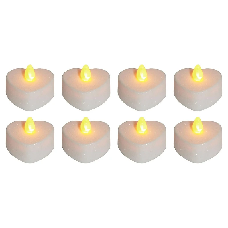 Way To Celebrate Valentine’s Day 4-Pack Heart Tea Lights, White/Red
