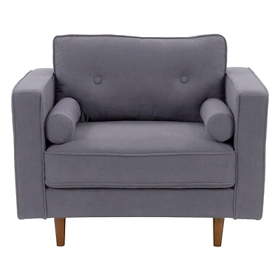 CorLiving Mulberry Mid-Century Comfy Wide Armchair for Living Room - Accent Chair and Reading Nook Chair, Ideal Armchair, Armchair with Included Bolster Cushions