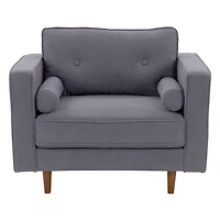 Fauteuil large et confortable CorLiving Mulberry Mid-Century pour le salon - Fauteuil d'appoint et de coin lecture, fauteuil idéal, fauteuil avec coussins de traversin inclus