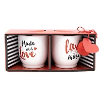 Tasse en céramique de 10,15 oz, ensemble de 2 tasses (Made with Love, Love You more)