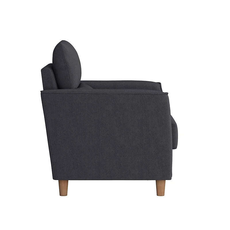CorLiving Caroline Upholstered Indoor Accent Arm Chair with Flared Arms and Wood Legs, Dark Grey