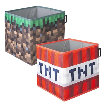 Lot de 2 boîtes de rangement en tissu Minecraft - TNT/BLOCK