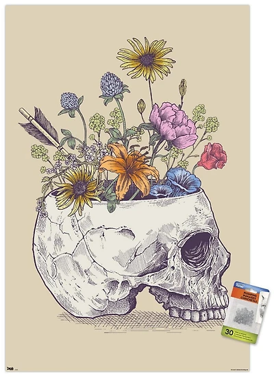 Rachel Caldwell - Flower Skull Wall Poster