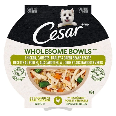 Cesar Wholesome Bowls Chicken, Carrots, Barley & Green Beans Wet Dog Food, 85g