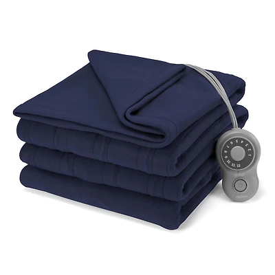 Couverture chauffante Sunbeam en polaire pour pour lits jumeaux, lits à deux places/grands lits et très grands lits, 12 réglages de chaleur, chauffage rapide