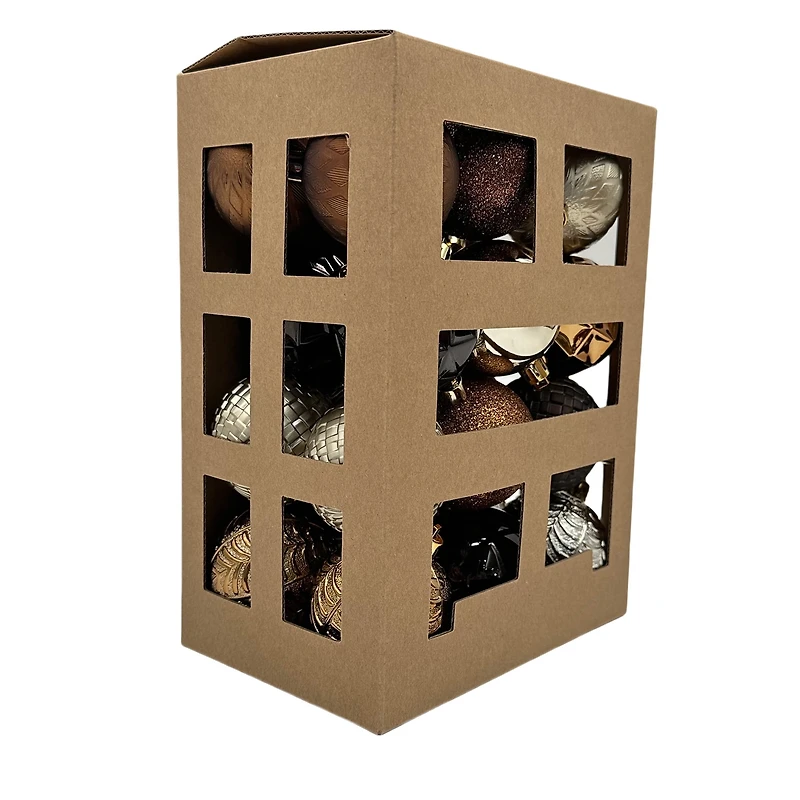 Holiday Time 24-Count Shatterproof Ornaments-Brown/Bronze/Champagne