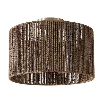 Lulu 1-Light Flush Mount Ceiling Light, Matte Brass, Paper Twine Shade
