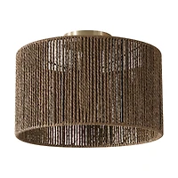 Lulu 1-Light Flush Mount Ceiling Light, Matte Brass, Paper Twine Shade