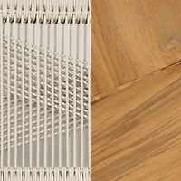 South Shore Agave Woven Rope and Teak Dining Chair, Set of 2, in Cream and Natural