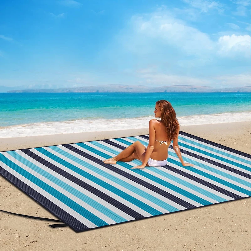 Mainstays 48"x72" ,100% Recycled Polypropylene, Outdoor Picnic, Camping Beach Mat Stripe -Lightweight Beach Mat