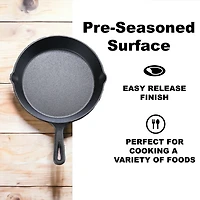 Mainstays 10.5" Round Non-Stick Pre-Seasoned Cast Iron Skillet, Black, Hand Wash Only