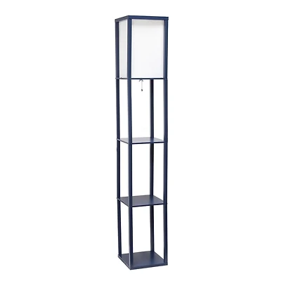 Lampe de sol Etagere Simple Conceptions Etagère de rangement avec abat-jour en lin, Marine