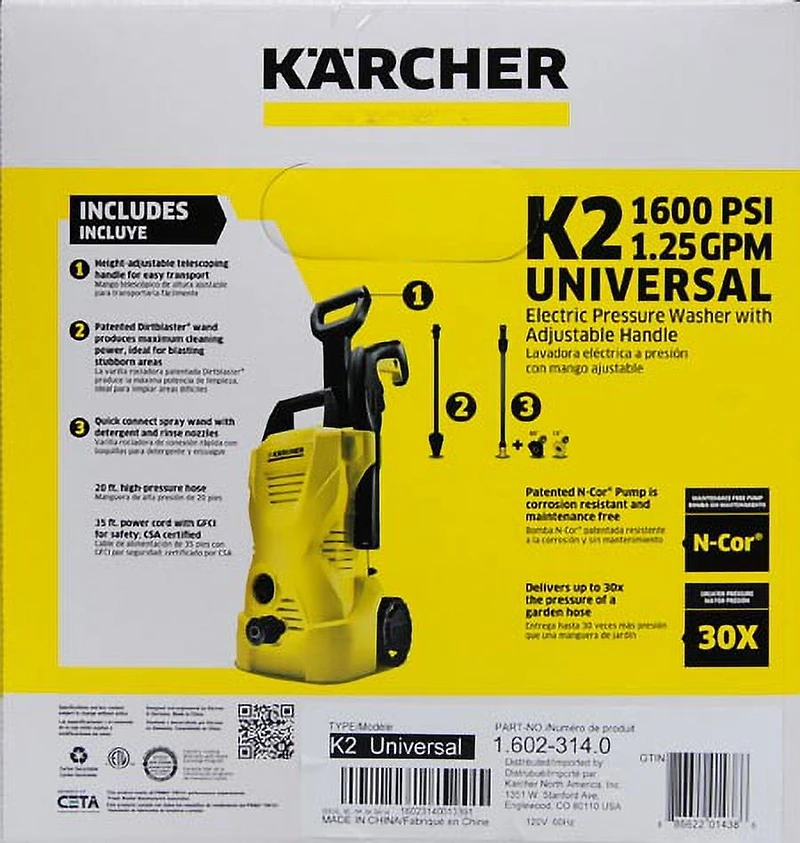 Laveuse à pression électrique Universal de Karcher de 1600 psi