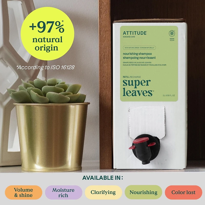 ATTITUDE super leaves, Nourishing Shampoo, Refill, Grape Seed Oil & Olive Leaves