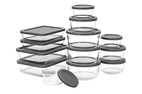 MAINSTAYS Glass food storage set with PE Lid of round and rectangular shape, DIFFERENT VOLUME: 236/472/944/700/1400ML