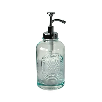Improved Pumphead – Hometrends Blue Medallion Glass Lotion Dispenser, Soap Dispenser, 1 Lotion Pump, Enhanced Oil Can Soap Pump for Smoother Dispensing in Kitchen, Bathroom, or Hotel, 1 Lotion Dispens, 1 lotion dispenser