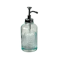 Improved Pumphead – Hometrends Blue Medallion Glass Lotion Dispenser, Soap Dispenser, 1 Lotion Pump, Enhanced Oil Can Soap Pump for Smoother Dispensing in Kitchen, Bathroom, or Hotel, 1 Lotion Dispens, 1 lotion dispenser