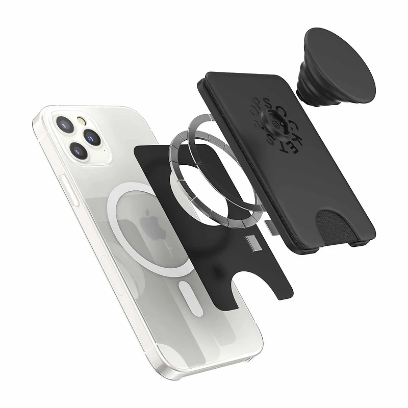 PopSockets PopWallet+ pour MagSafe Rond avec Anneau D'adaptationNoir