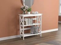 3-Tier Console Table with X-Design, 32-inch Modern Farmhouse Sofa Table & Bookcase, Narrow Entryway Table & Hallway Table, Rustic Storage Shelf (White) | Table Console Rustique 3 Niveaux