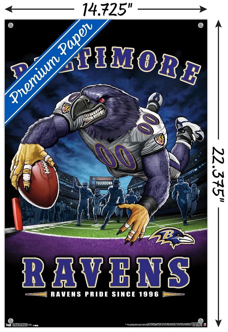 NFL Baltimore Ravens - End Zone 17 Wall Poster, 14.725" x 22.375"