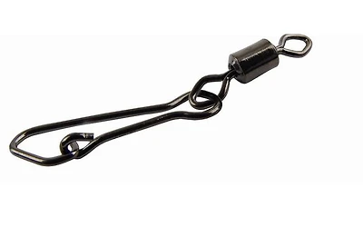 Mustad 77550-10-12 Rolling Swivel w/Diamond Eye&Snap 12pk Black, The diamond shaped eye of the swivel