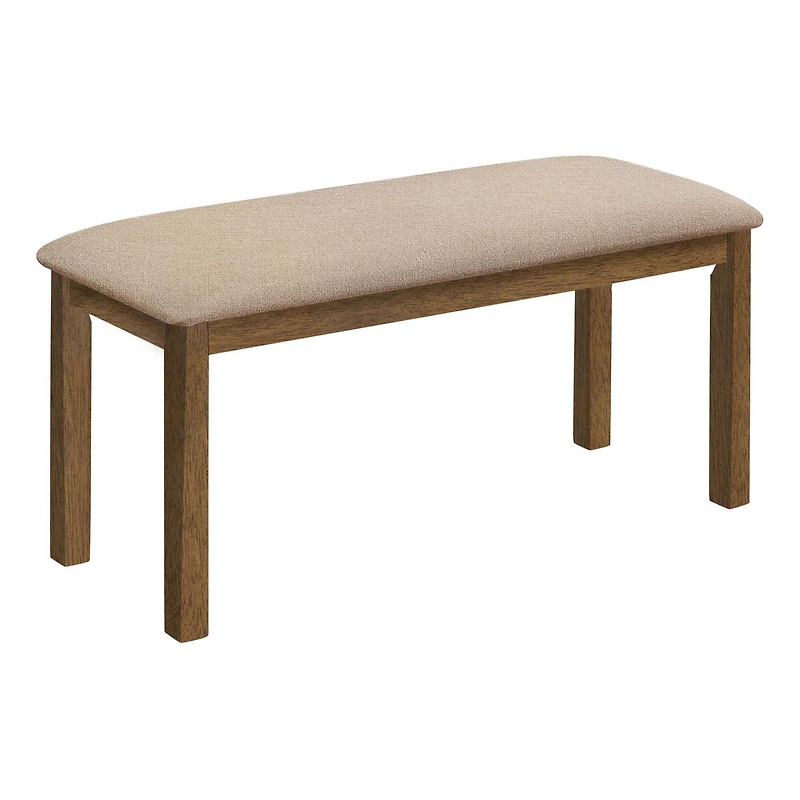 Monarch Specialties Bench, 42" Rectangular, Wood, Upholstered, Dining Room, Kitchen, Entryway, Brown And Beige, Transitional