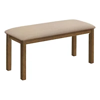 Monarch Specialties Bench, 42" Rectangular, Wood, Upholstered, Dining Room, Kitchen, Entryway, Brown And Beige, Transitional