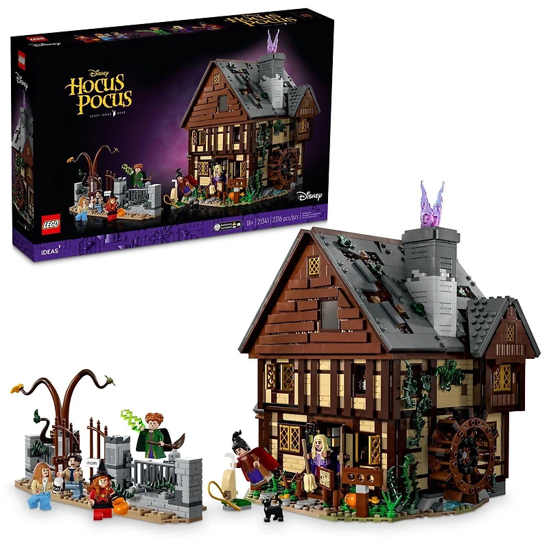 LEGO Ideas Disney Hocus Pocus: The Sanderson Sisters' Cottage Building Set, Gift Idea for Fans, 21341