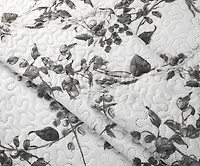 Marina Decoration Parure de lit ultra douce avec couvre-lit en tissu Pinsonic imprimé en relief et taies d'oreiller, motif branches florales de chrysanthème gris