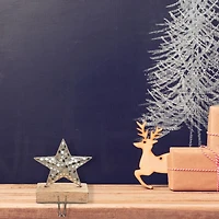 Christmas Star Stocking Hanger On Mango Wood