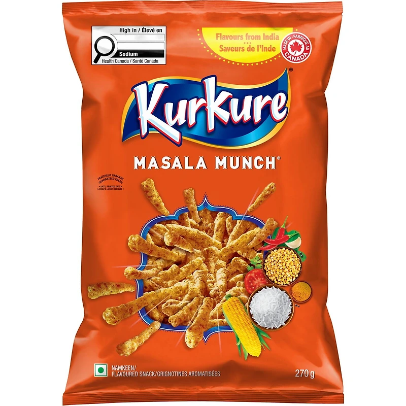 Kurkure grignotines aromatisées Masala Munch, 270 g. 270 g.