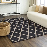 Mohawk Home Lewis Diamond Near Black/Tan Tufted Polyester Area Rug