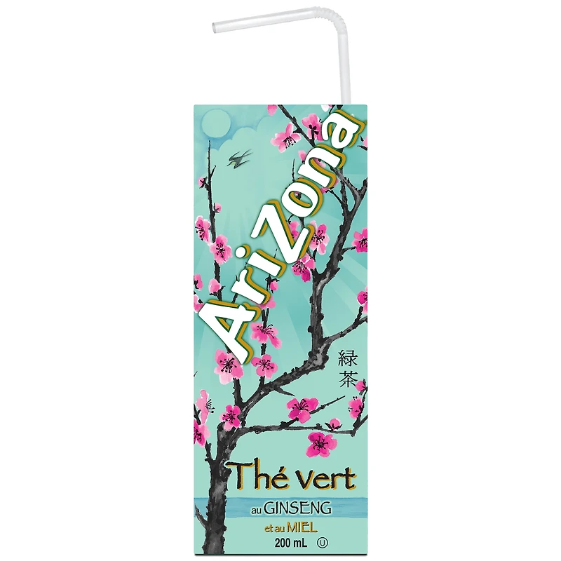 Thé vert infusé de qualité supérieure au ginseng et au miel Arizona 8 X 200ML