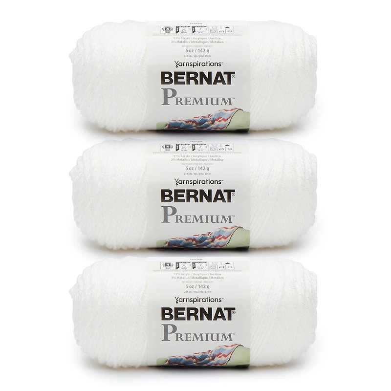 Bernat® Premium™ Sparkle Yarn (3 Pack), Acrylic #4 Medium, 5oz/142g, 258 Yards
