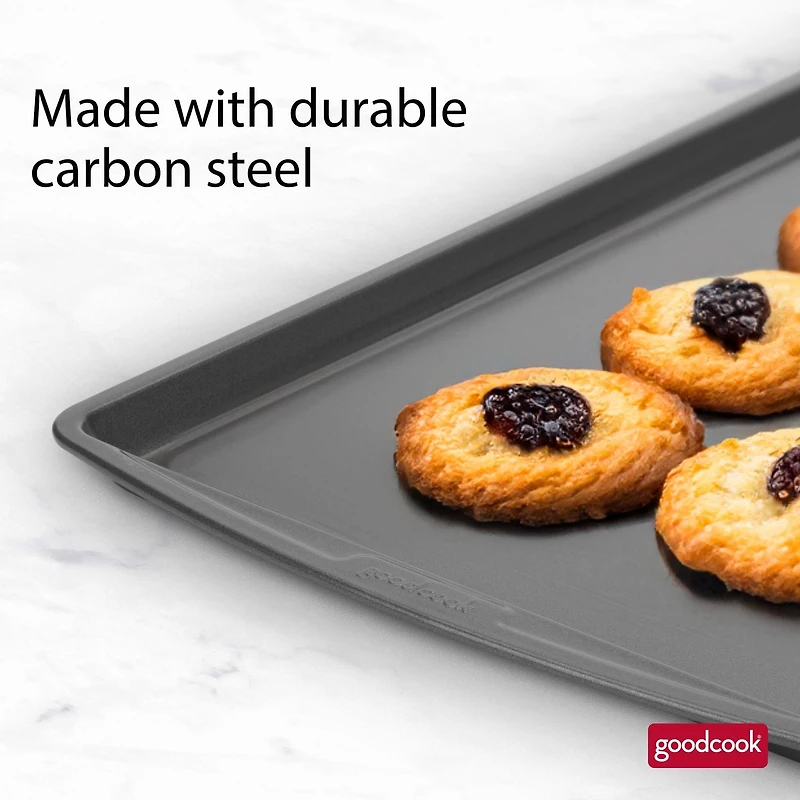 Plaque à pâtisserie Les essentiels en acier antiadhésif de GoodCook, 11 po x 17 po, grise Plaque à pâtisserie en acier antiadhésif