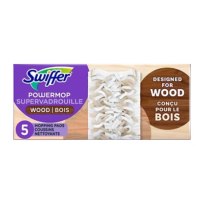 Swiffer PowerMop Wood Mopping Pad Refills for Floor Cleaning, 5CT